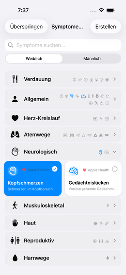 Symptomauswahl
