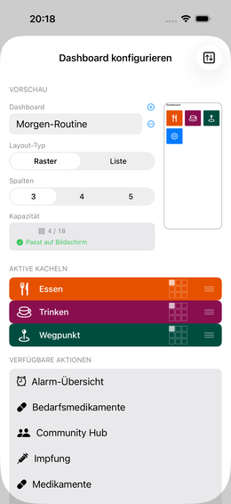 DashboardConfigView: Morgen-Routine