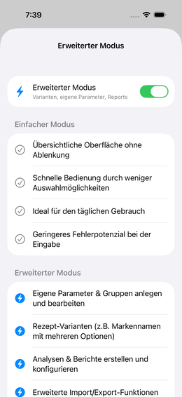 Erweiterter Modus aktivieren