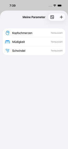 Parameterliste mit + Schaltfläche