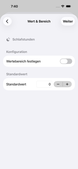 Schritt 2: Wertebereich