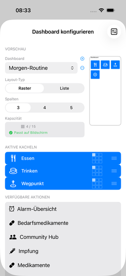 Dashboard management: Main + Morning Routine