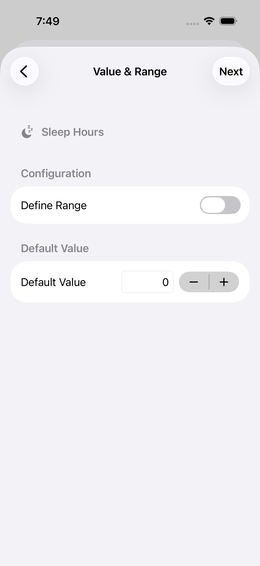Step 2: Value range
