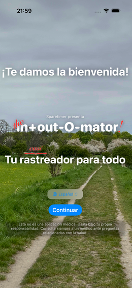Pantalla de bienvenida — elegir idioma
