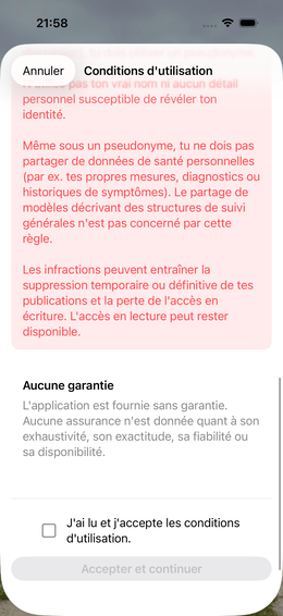 Conditions d'utilisation