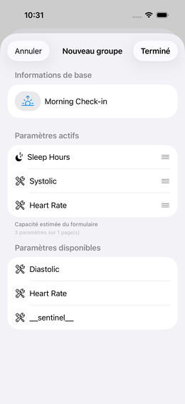 Éditeur de groupe : Paramètres ajoutés