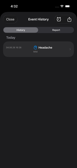 Long press: dashboard tile opens history, list entry enables sorting