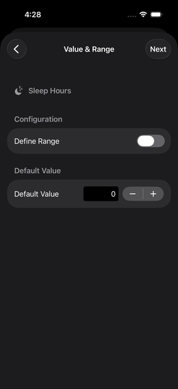 Step 2: Value range
