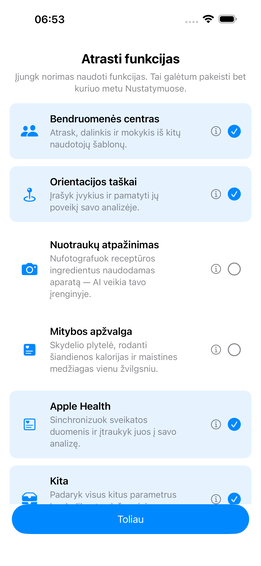 Funkcijų įjungimas