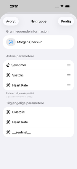 Gruppeeditor: Parameter lagt til