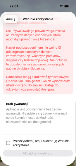 Warunki korzystania z usługi