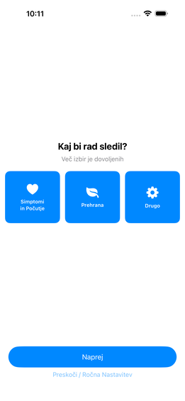 Izbira področij spremljanja
