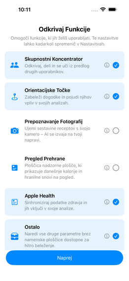 Vklop funkcij