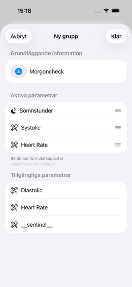 Gruppeditor: parameter tillagd